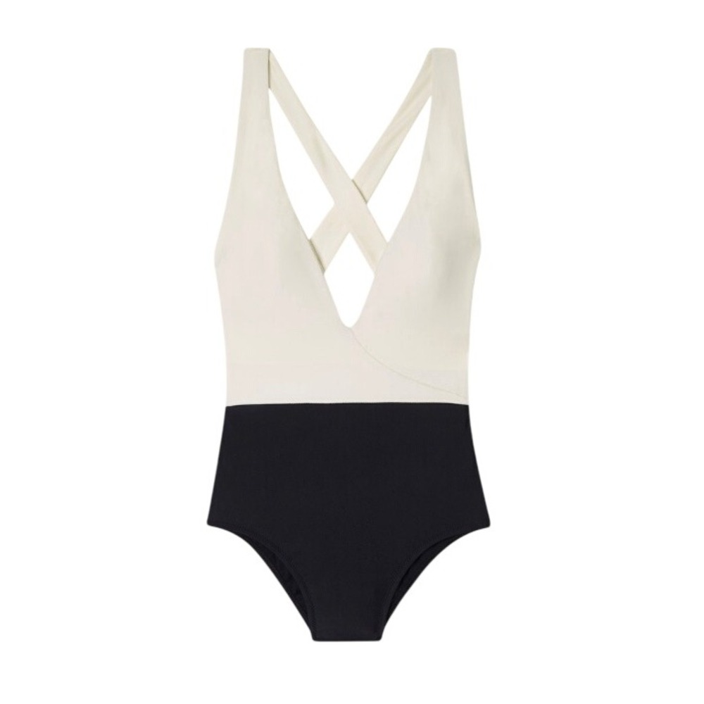 Summersalt The Deep Dive One-Piece Swimsuit Black White Monochrome Size 8